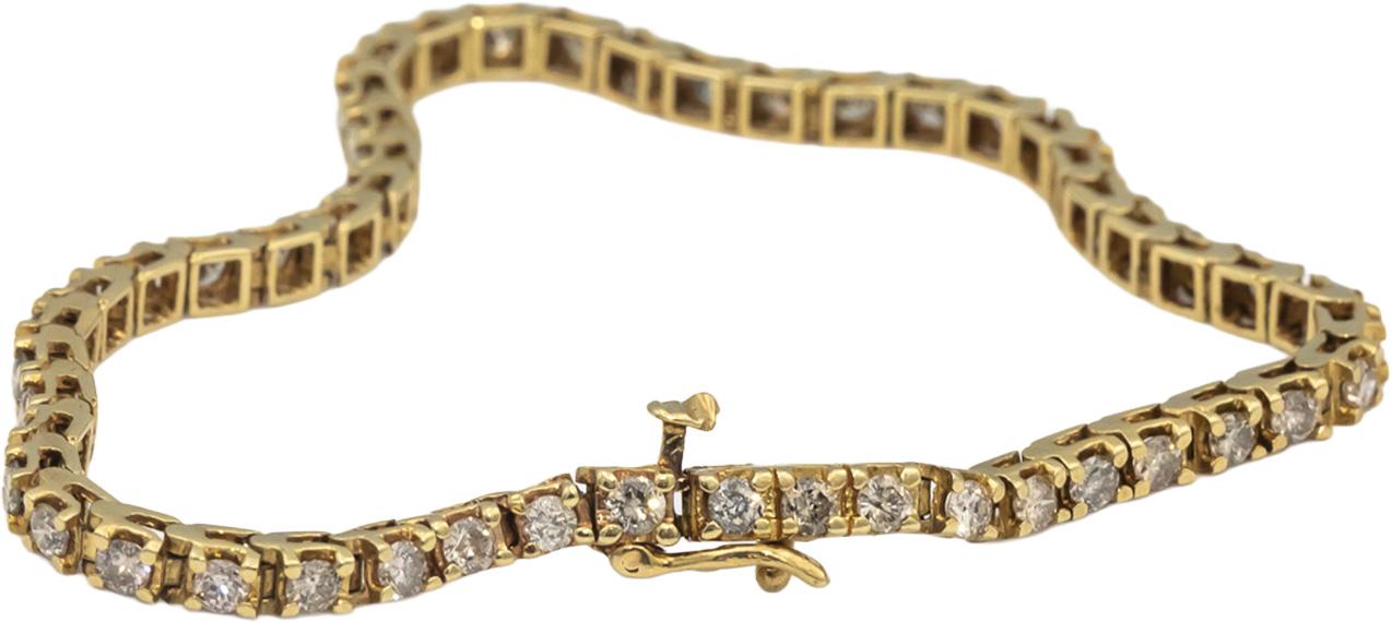 14k Yellow Gold Round Diamond Tennis Bracelet 2.50CT