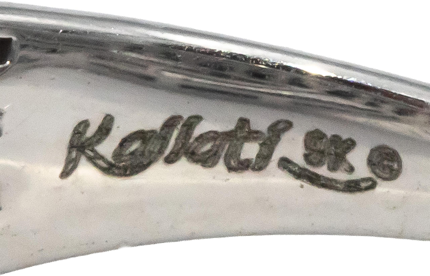 Designer 9k White Gold White & Blue Round Diamond Crossover Ring 1.0CT Size 7