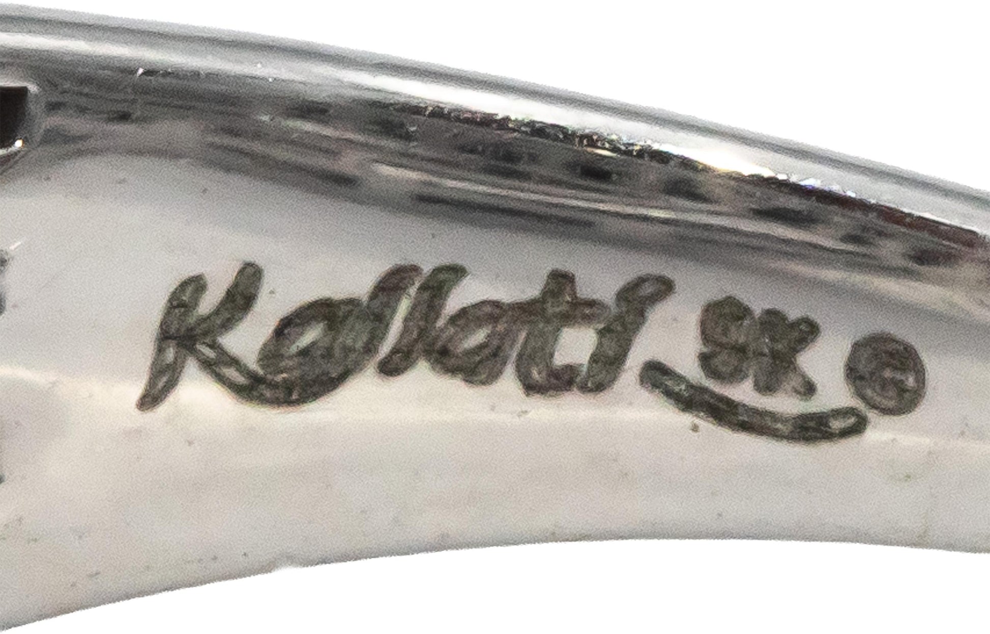 Designer 9k White Gold White & Blue Round Diamond Crossover Ring 1.0CT Size 7