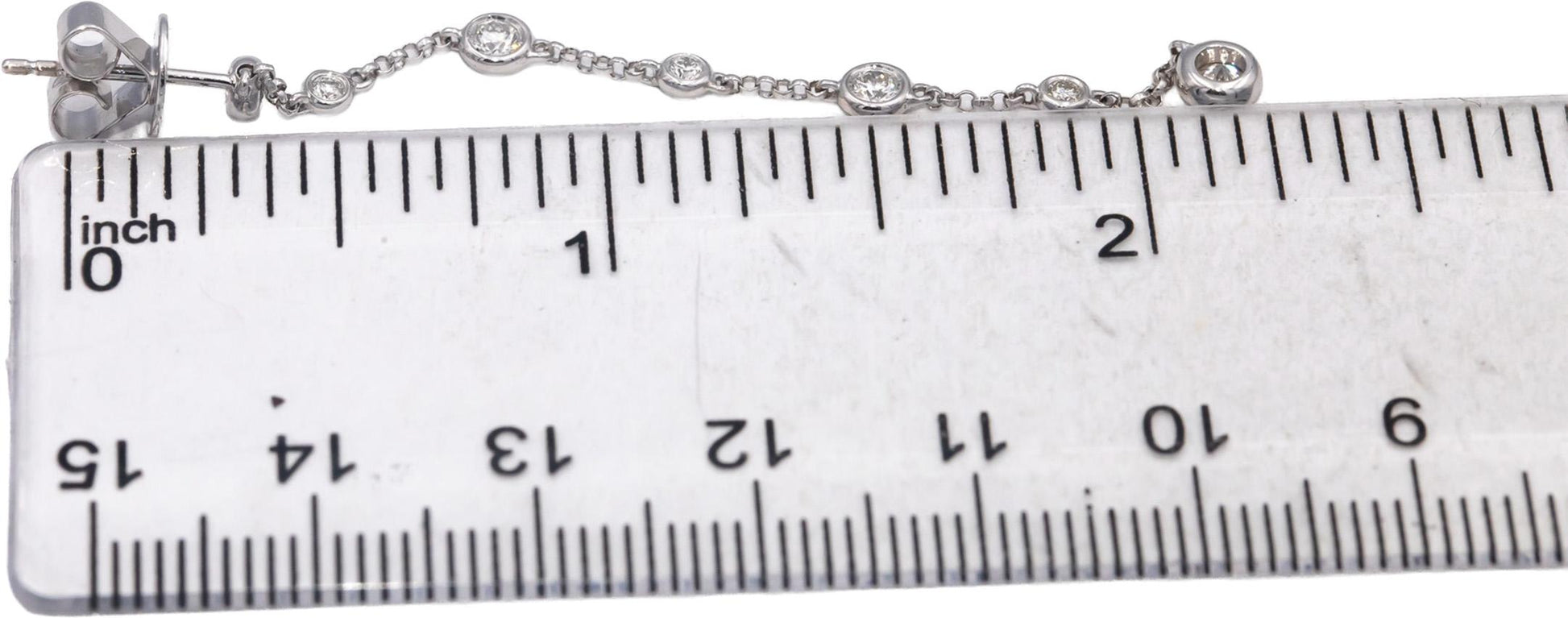 18k White Gold VS Round Bezel Set Diamond Drop Dangle Earrings 0.75CTW