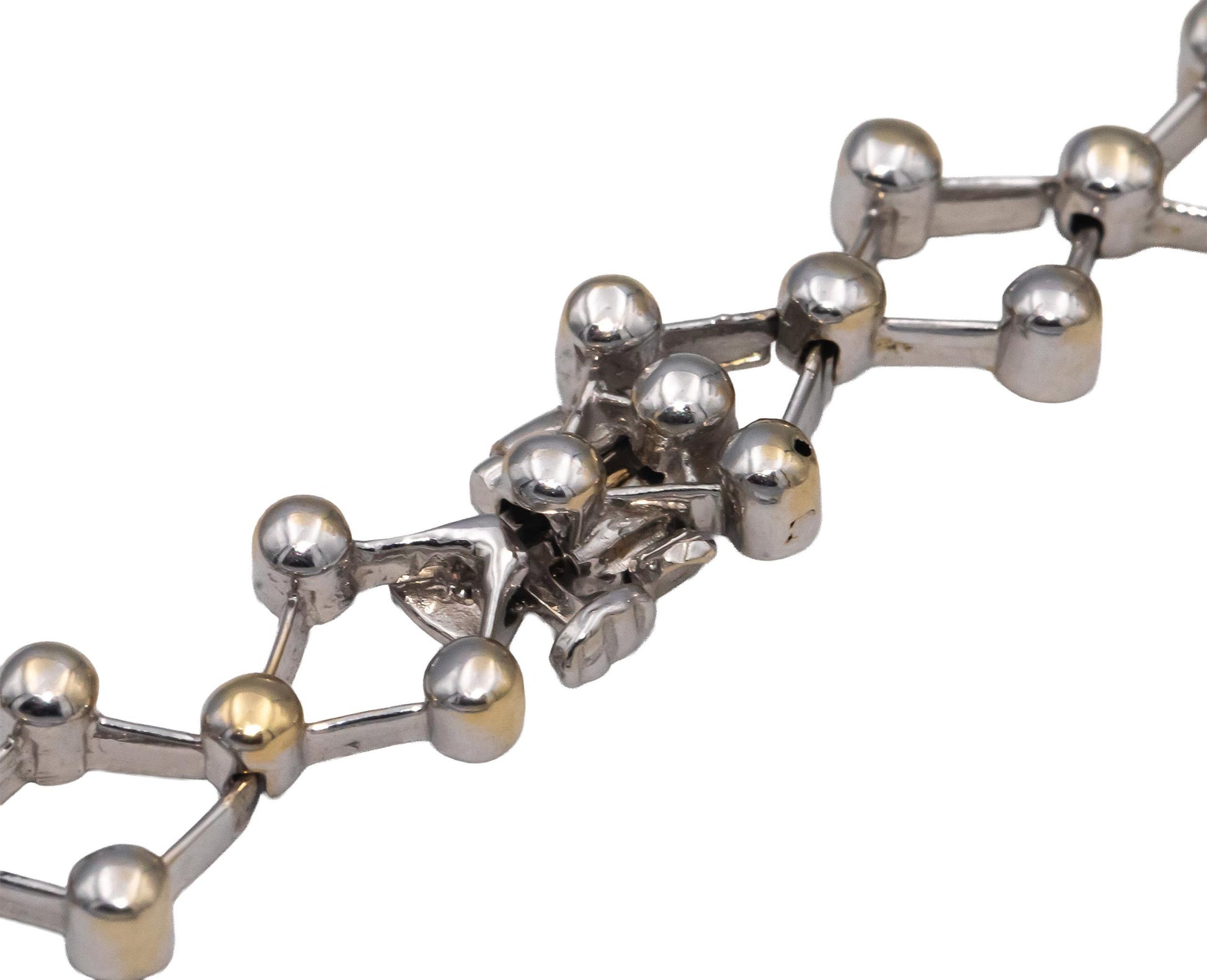 18k White & Yellow Gold Round Bezel Set Diamond Lattice Collar Necklace 2.50CTW