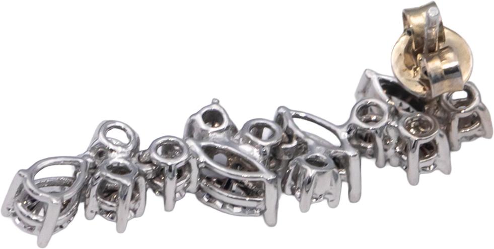 14k White Gold Round Diamond Drop Dangle Earrings 0.23CT