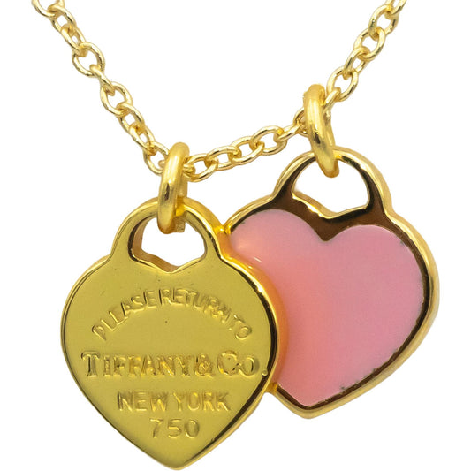 TIFFANY & CO 18k Yellow Gold Return To Tiffany Double Heart Tag Pendant Necklace