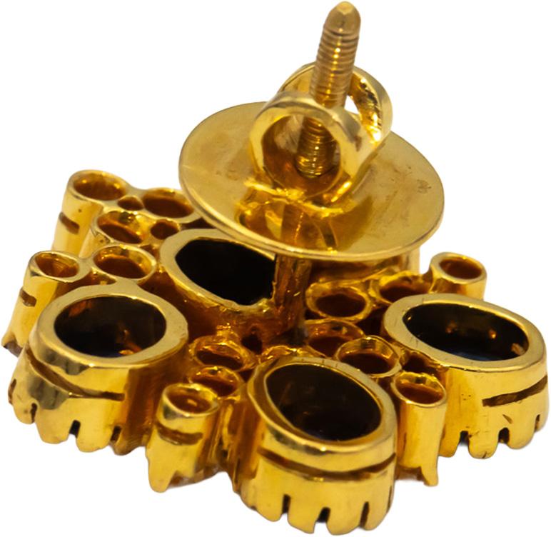 18k Yellow Gold VS Round Diamond & Oval Sapphire Screw Back Stud Earrings 2.85CT