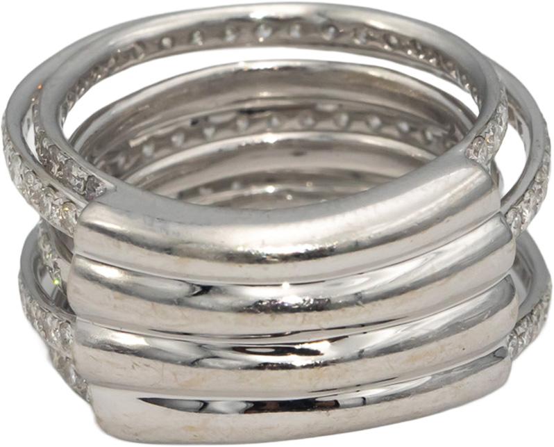 18k White Gold VS Round Diamond Jumbo Multi Band Ring 4.50CTW Size 8