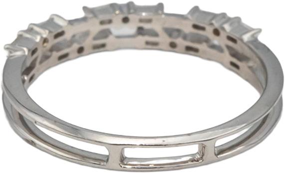 18k White Gold VS Round and Emerald Cut Diamond Split Band Ring 0.25CT Size 7