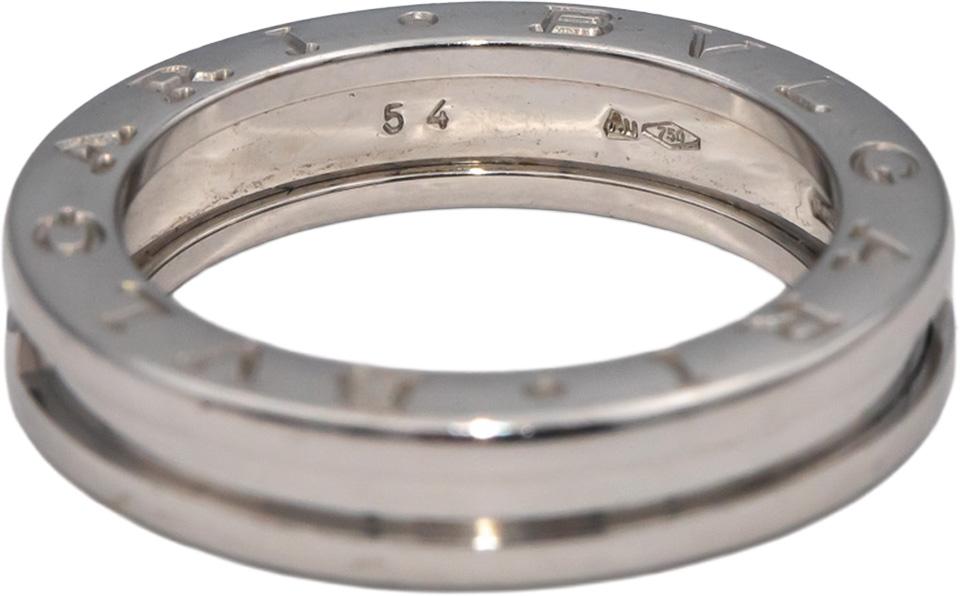 BVLGARI Designer 18k White Gold B.zero1 Band Ring Size 7 Euro Size 54