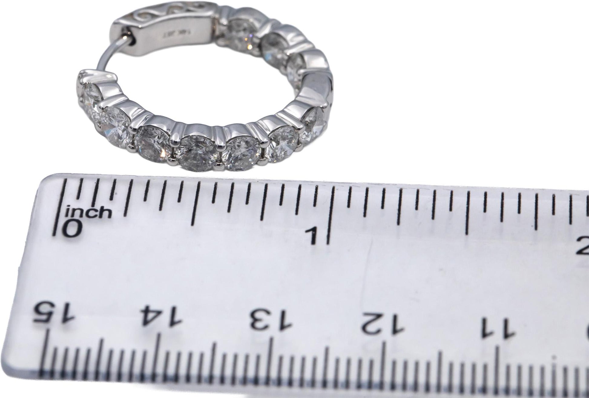 14k White Gold Round Diamond Inside Out Hoop Earrings 5.0CT