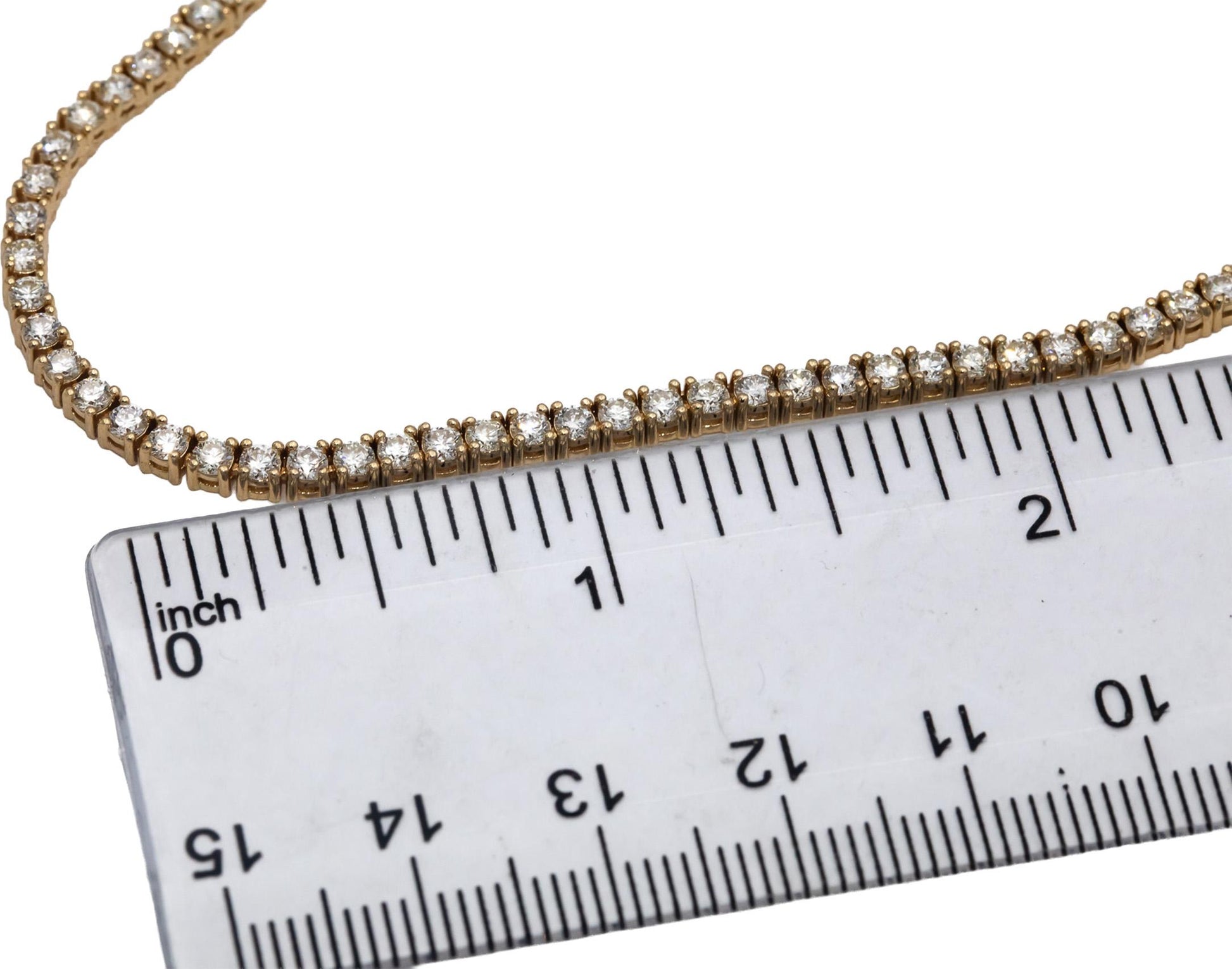 14k Yellow Gold VS Round Diamond Tennis Necklace 7.58CT