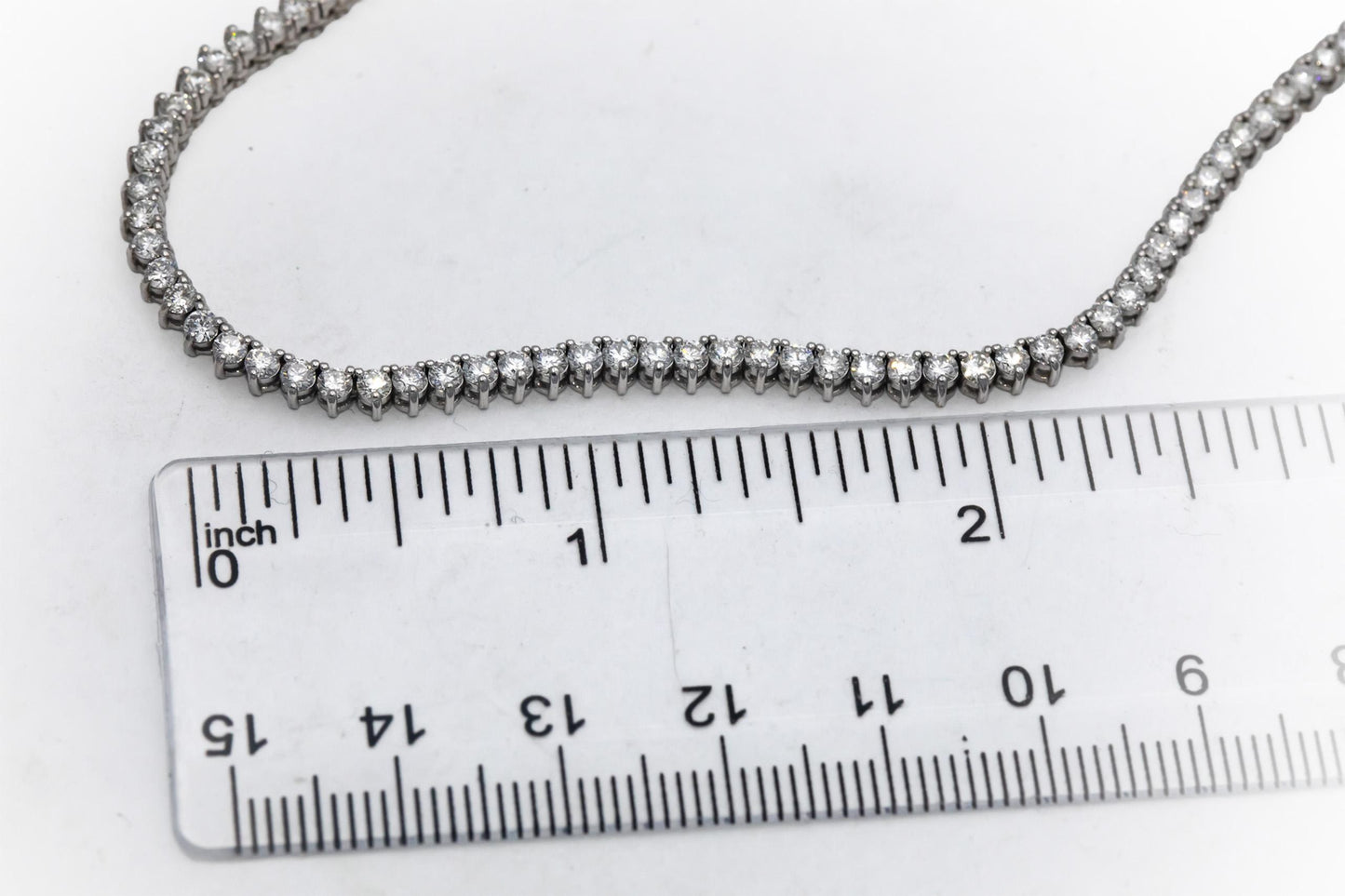 14k White Gold Round Diamond Three-Prong Tennis Necklace 7.80CT