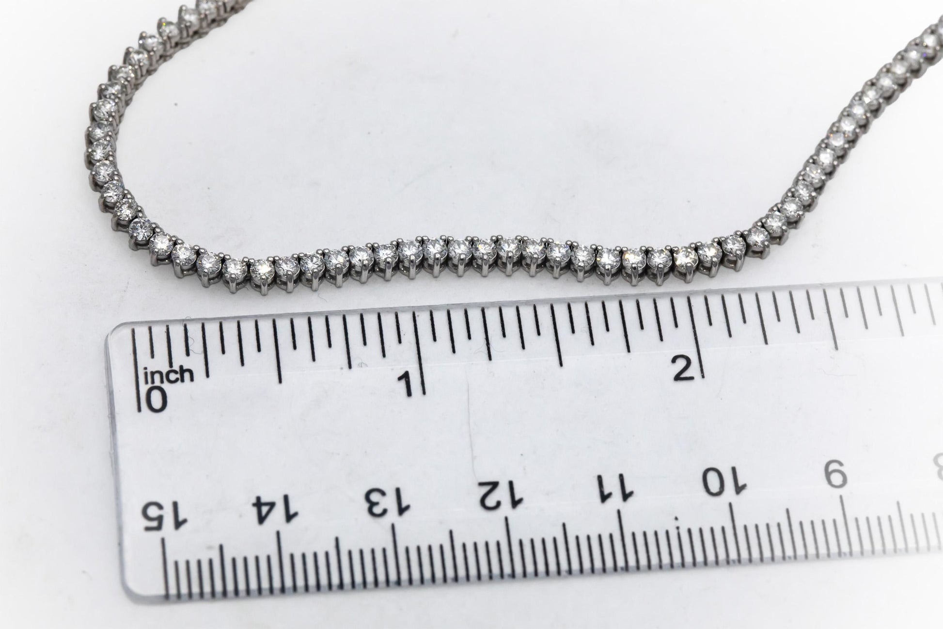 14k White Gold Round Diamond Three-Prong Tennis Necklace 7.80CT