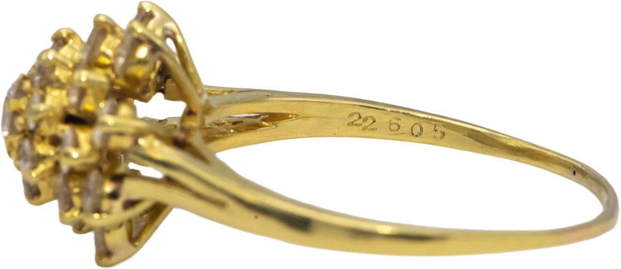 18k Yellow Gold VS Round Diamond Cluster Cocktail Ring 1.0CT Size 9