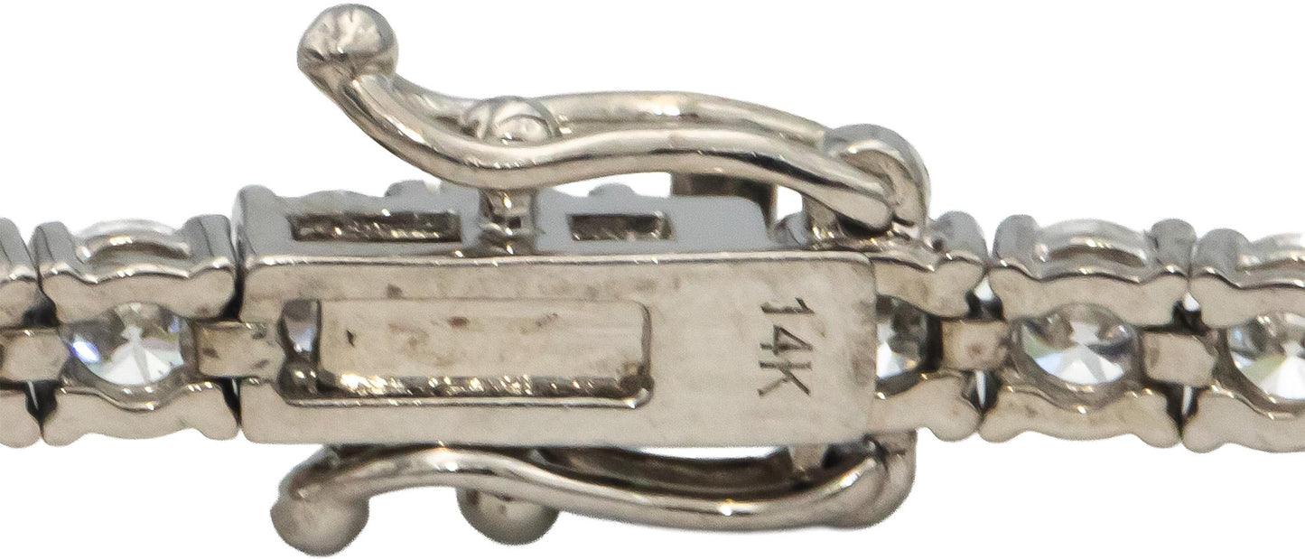 14k White Gold VS Round Diamond Tennis Bracelet 7.45CT