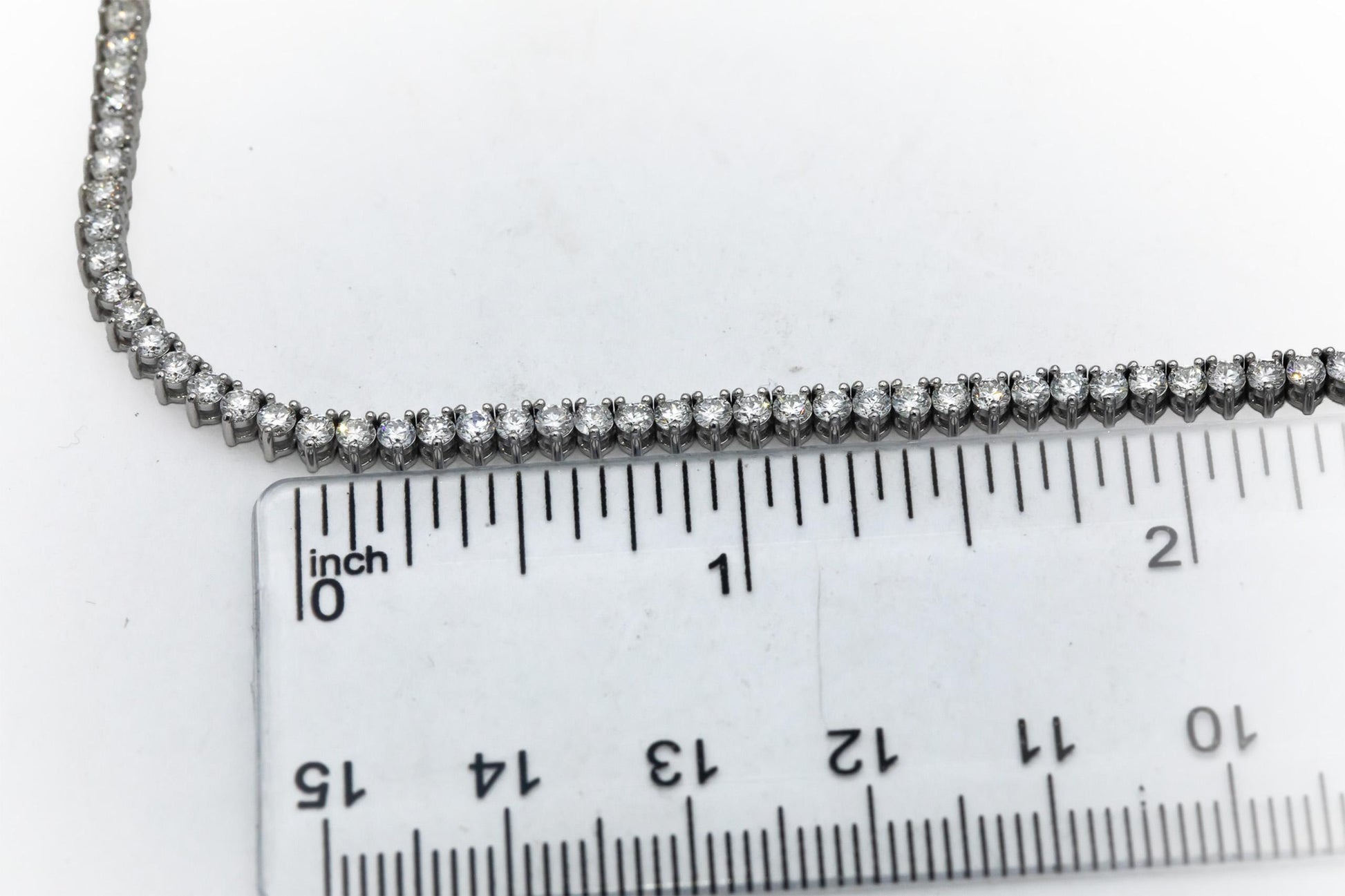 14k White Gold VS Round Three Prong Set Diamond Tennis Necklace 7.79CT
