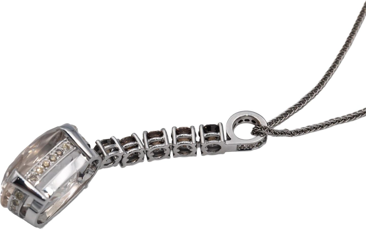 18k White Gold White Topaz and Diamond Dangle Pendant Necklace 22.10CTW