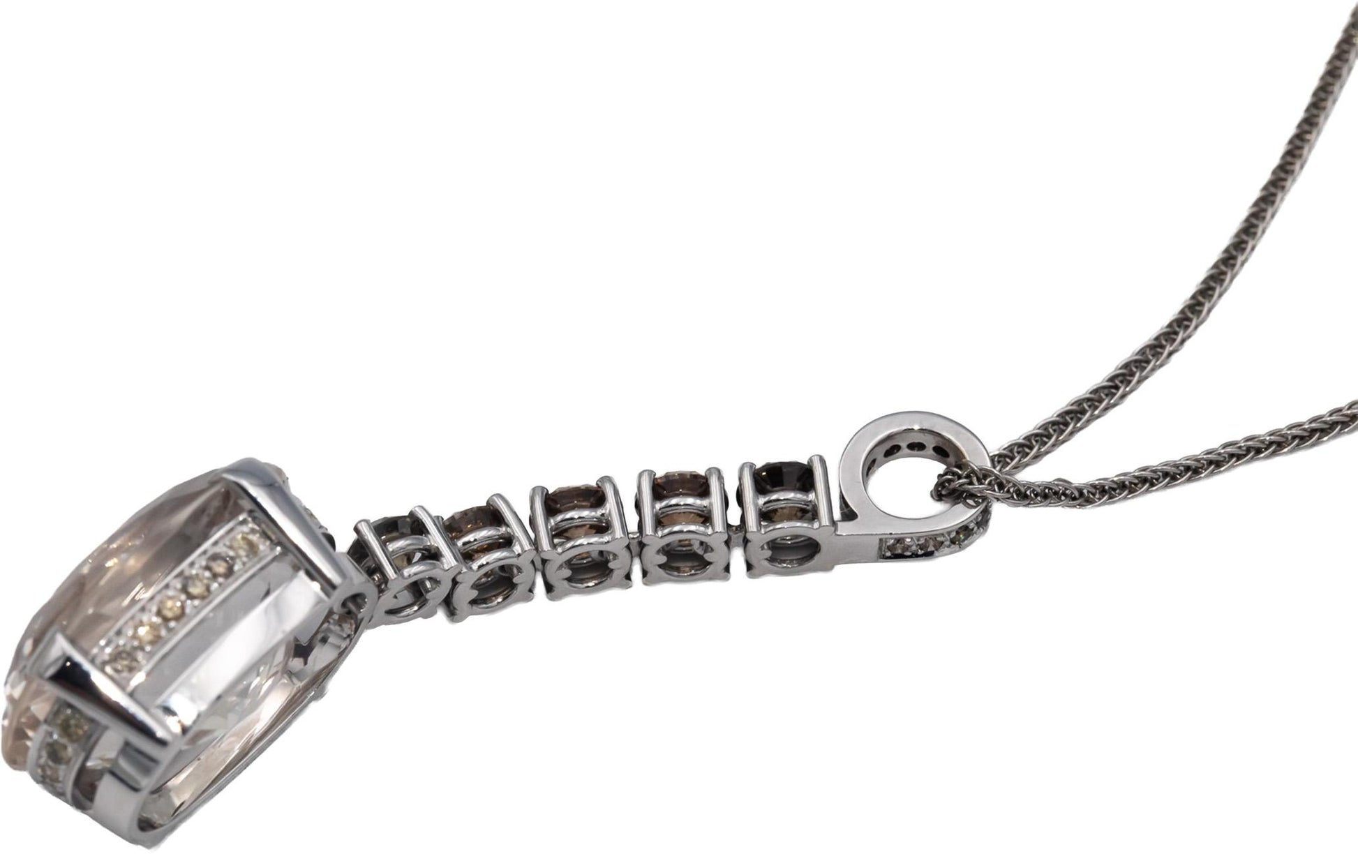 18k White Gold White Topaz and Diamond Dangle Pendant Necklace 22.10CTW