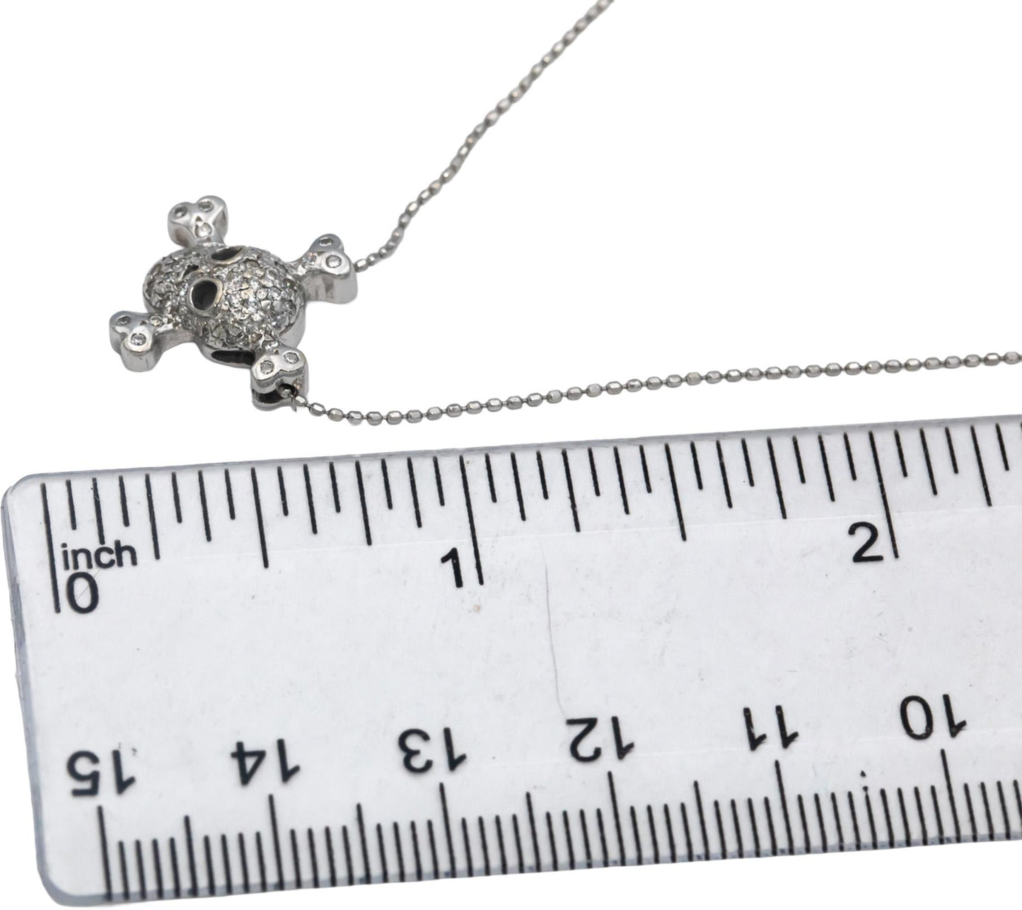 ROBERTO COIN 18k & 10k White Gold Skull and Crossbones Pendant Necklace 0.15CT