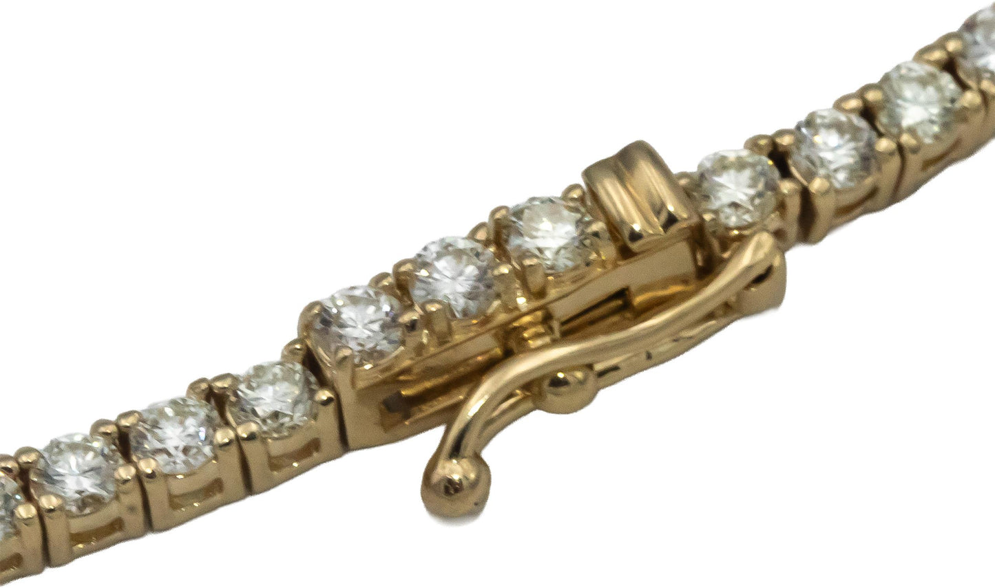 14k Yellow Gold VS Round Diamond Tennis Necklace 8.01CT