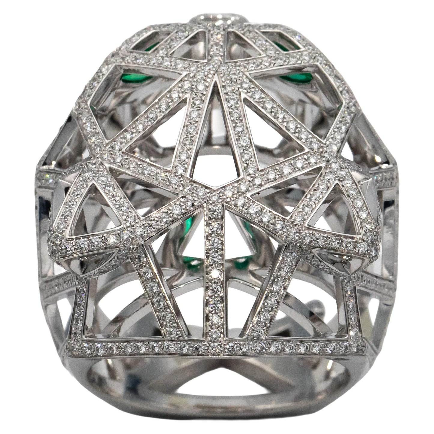 CARTIER 18k White Gold Panthere De Cartier Diamond Gemstone Ring $90,500 Retail