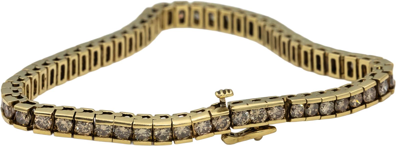 14k Yellow Gold Round Channel Set Diamond Tennis Bracelet 7.50CT