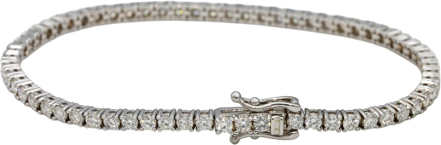 14k White Gold Round Diamond Tennis Bracelet 3.45CT