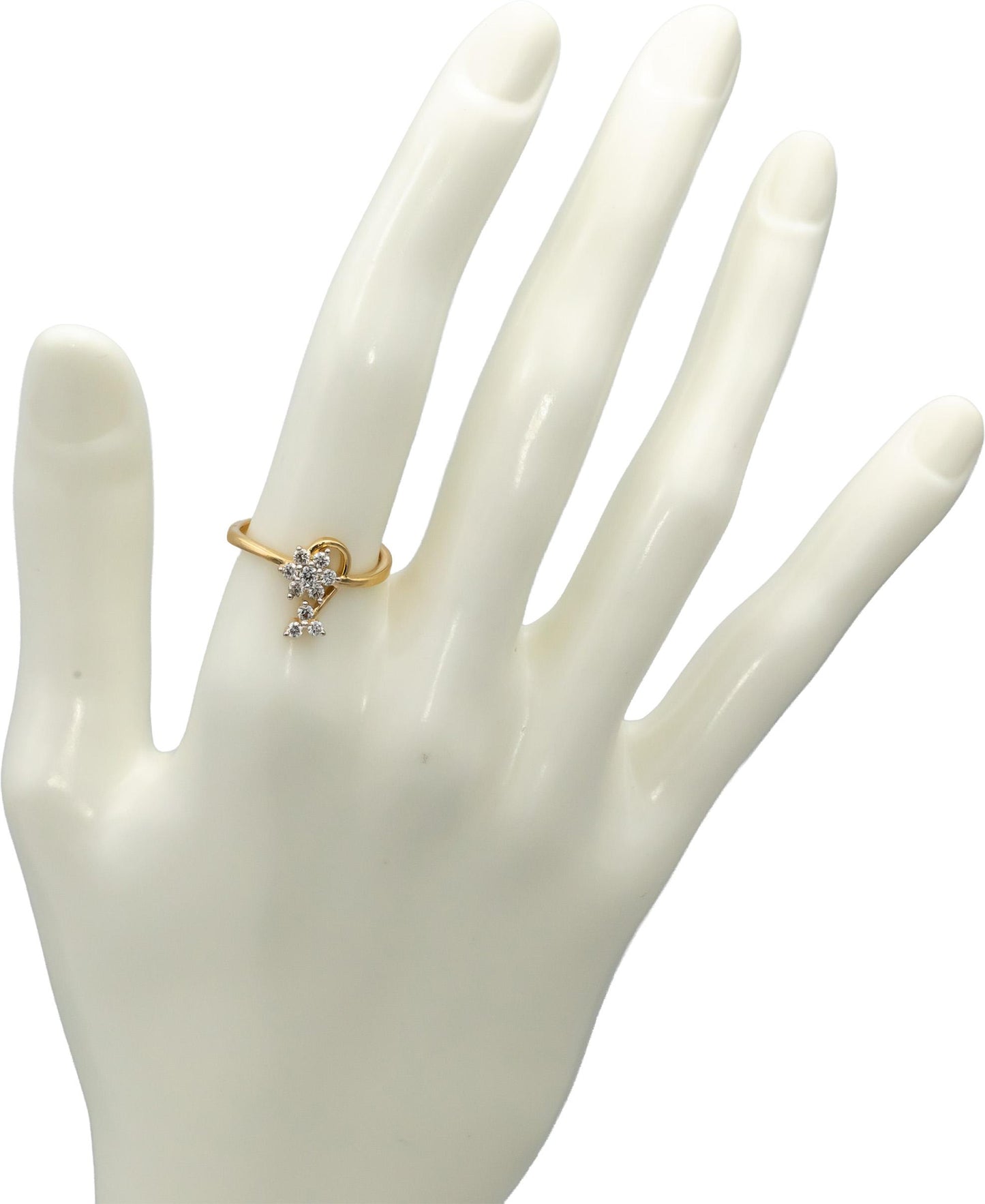 18k Yellow Gold VS Round Diamond Cluster Flower Ring 0.28CT Size 6