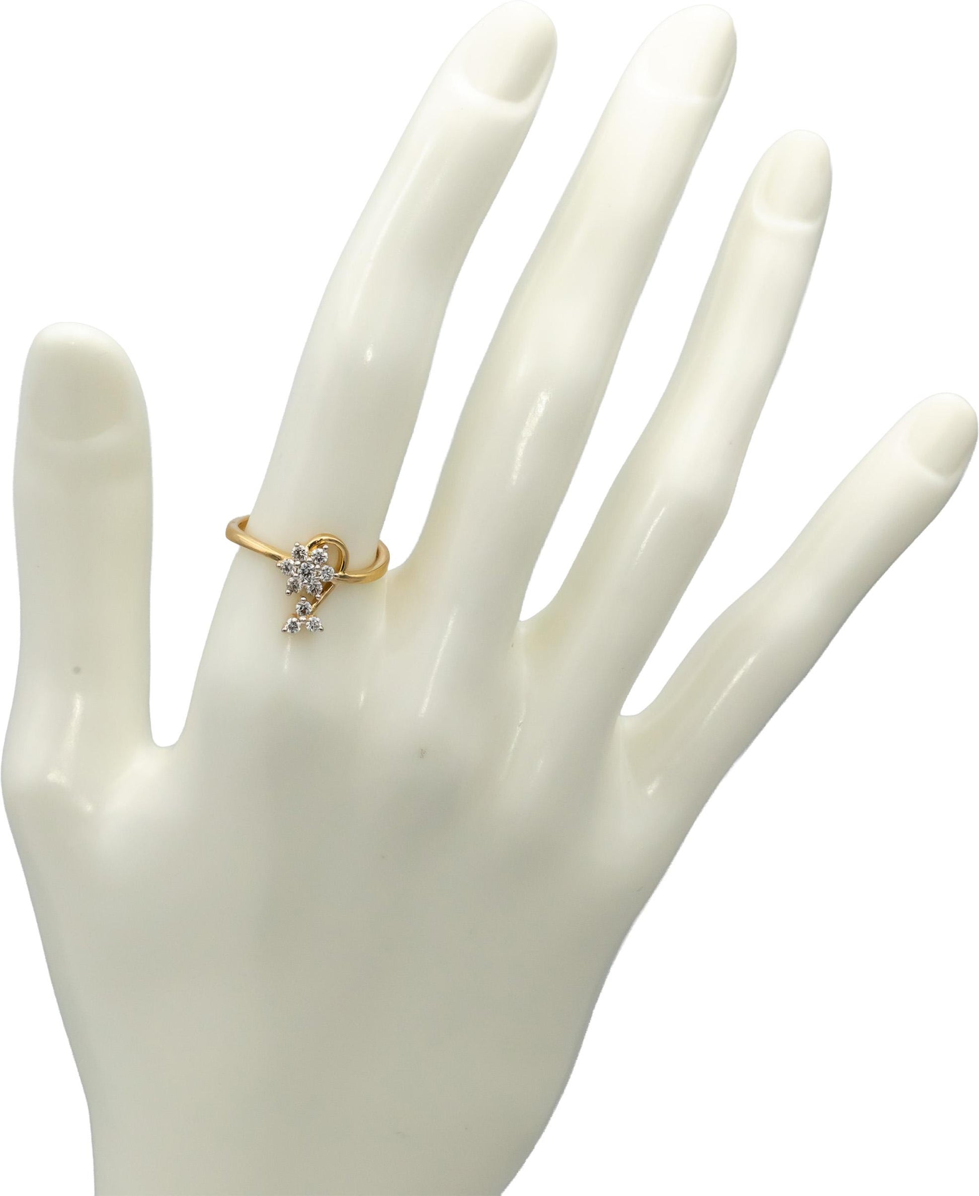 18k Yellow Gold VS Round Diamond Cluster Flower Ring 0.28CT Size 6