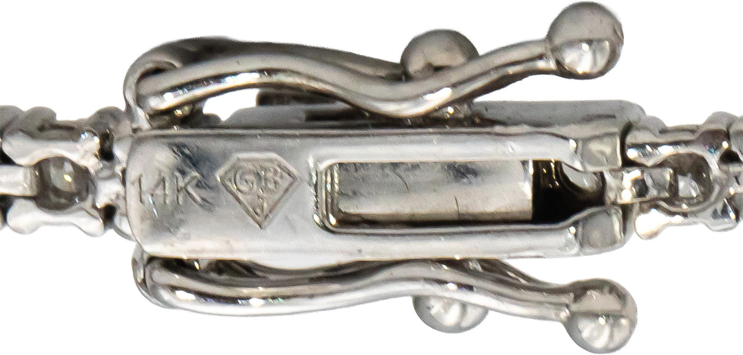 14k White Gold Round Diamond Tennis Bracelet 2.09CT