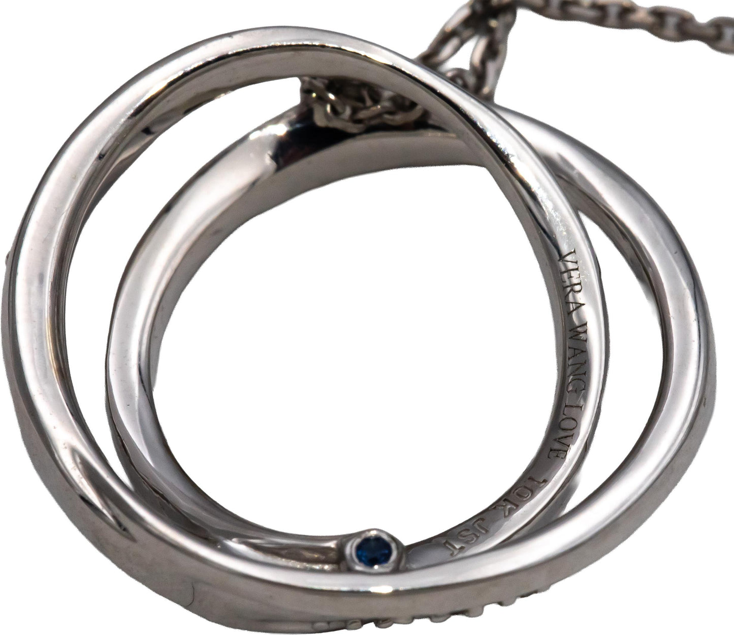 VERA WANG 10k White Gold Diamond Intertwining Circles Pendant Necklace .25CT