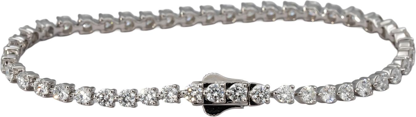 14k White Gold 5.0CT Round Cut Lab Grown Diamond Tennis Bracelet