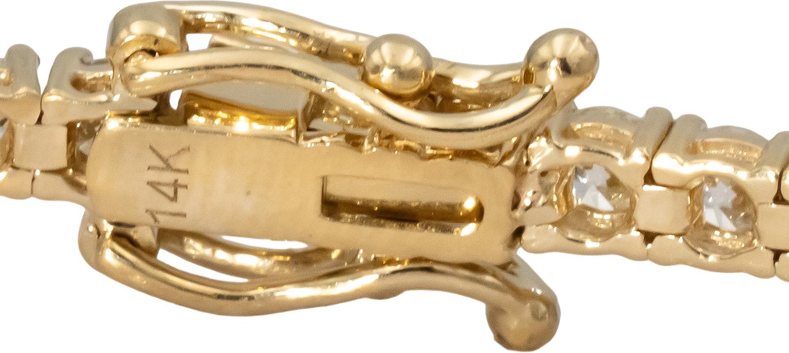14k Yellow Gold VS Round Diamond Tennis Bracelet 4.57CT