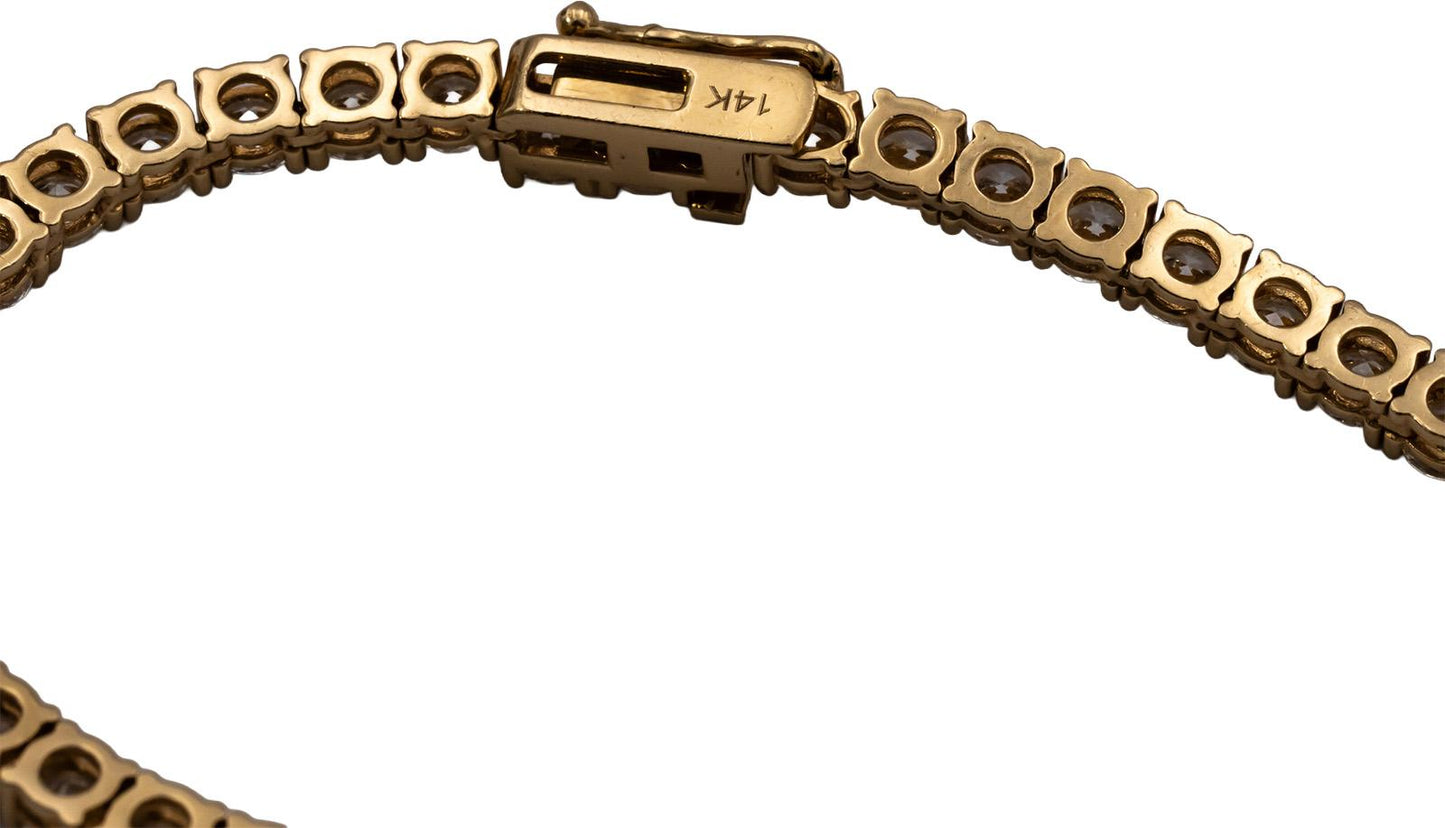 14k Yellow Gold VS Round Diamond Tennis Necklace 16.33CT