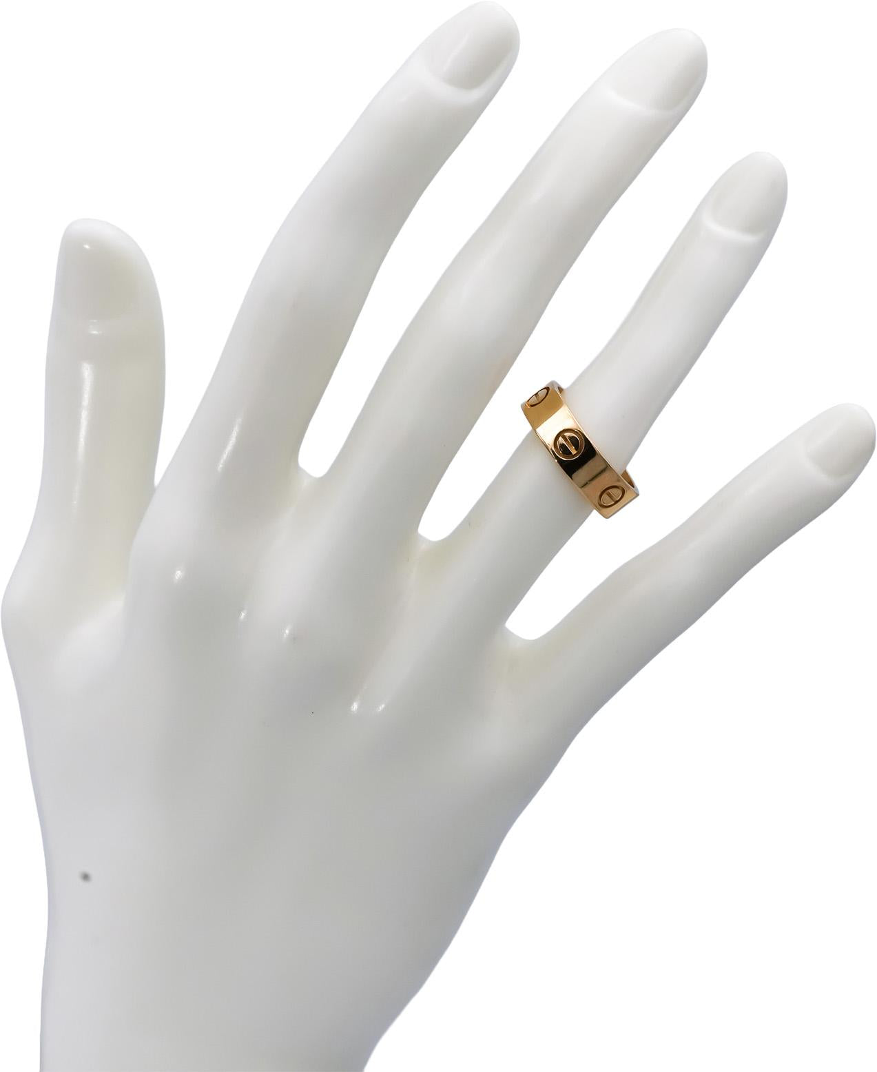 CARTIER 18k Yellow Gold Love Screw Motif 5.5mm Wide Ring Euro Size 52 Size 6