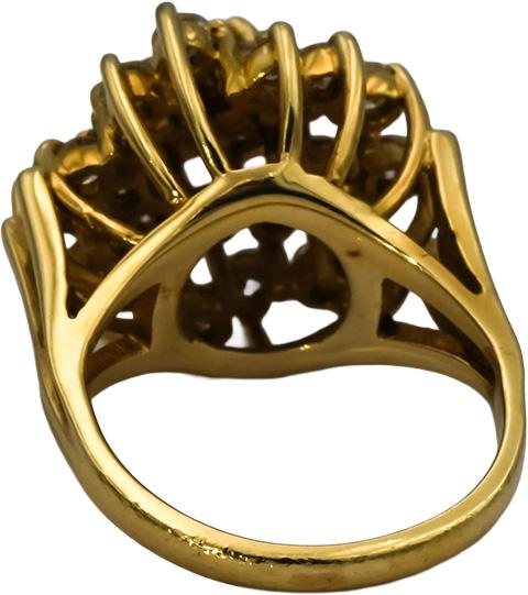 14k Yellow Gold Round Diamond Cluster Cocktail Ring 1.0CT Size 4.5
