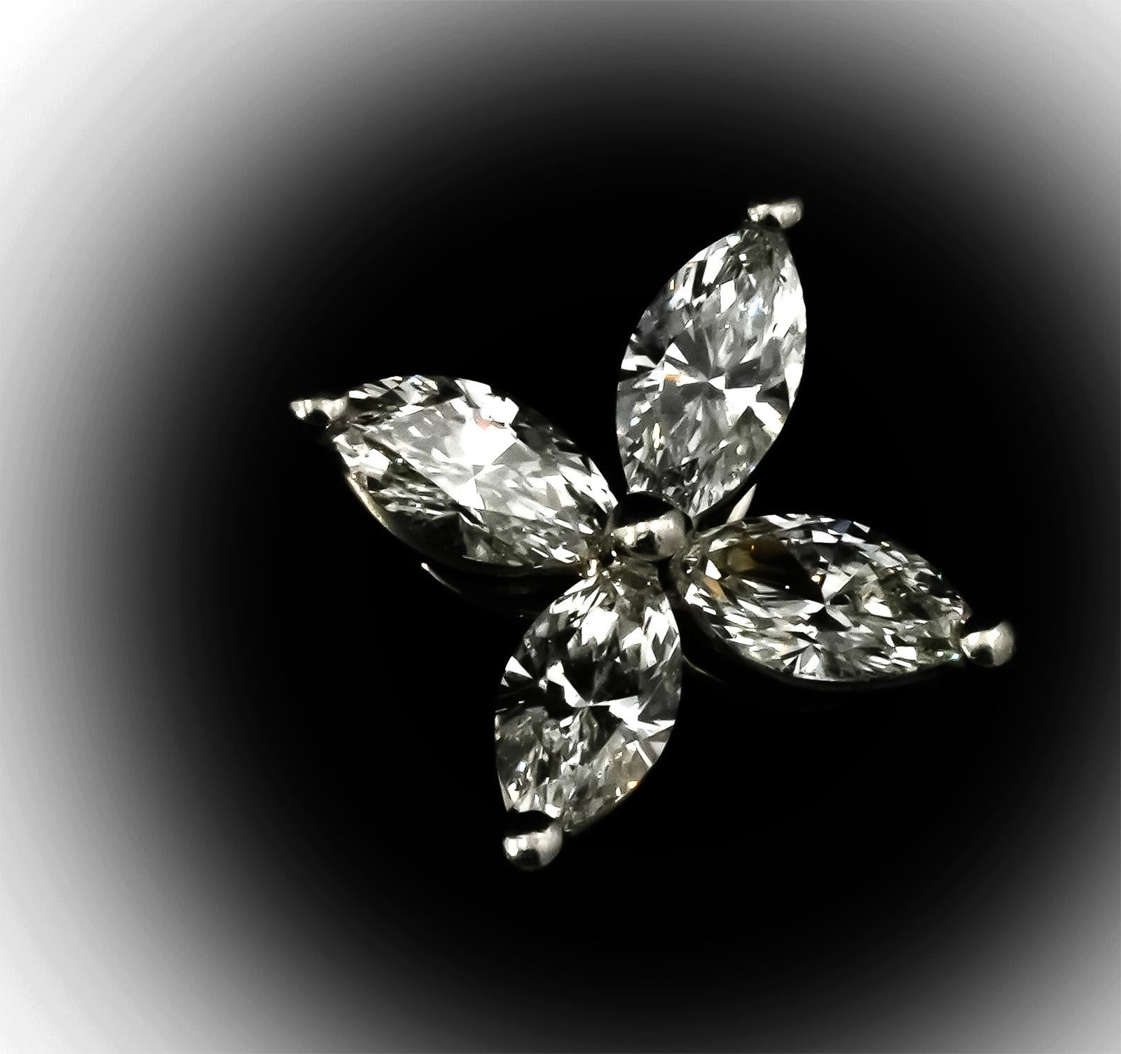 TIFFANY & CO. Victoria Marquise Diamond Platinum Large Size Stud Earrings 1.62CT