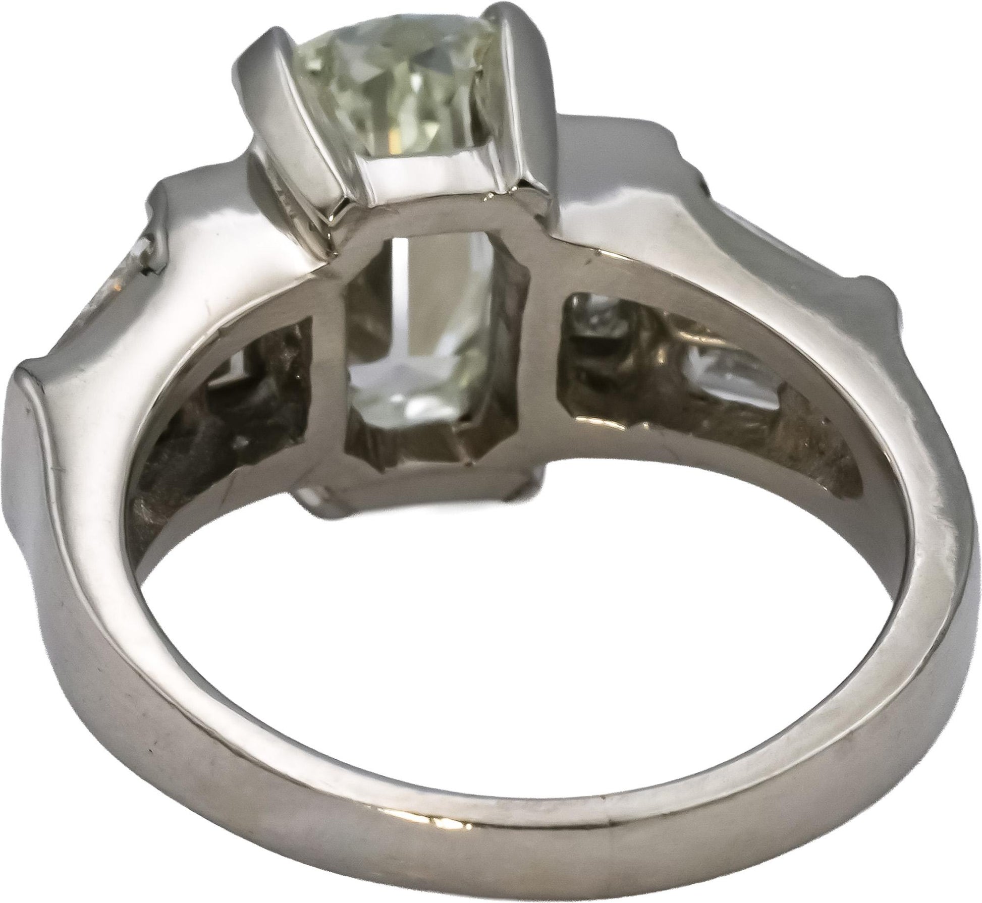 GIA Certified Platinum Old Mine Diamond Engagement Ring 2.46CT w/ 1.71CT Center