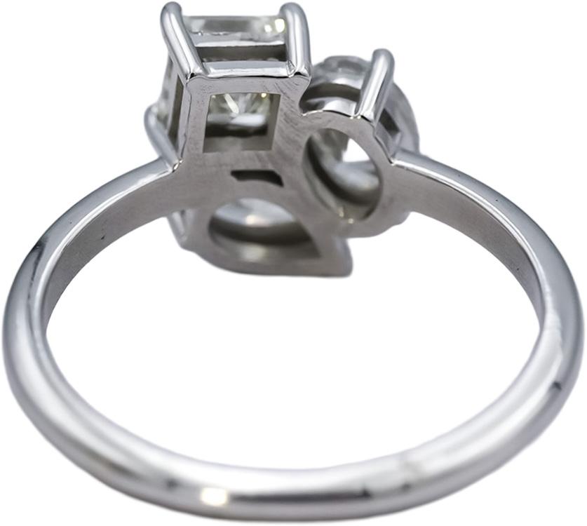 18k White Gold Princess Oval Pear Cut Diamond Three-Stone Ring 1.40CT Size 6.75