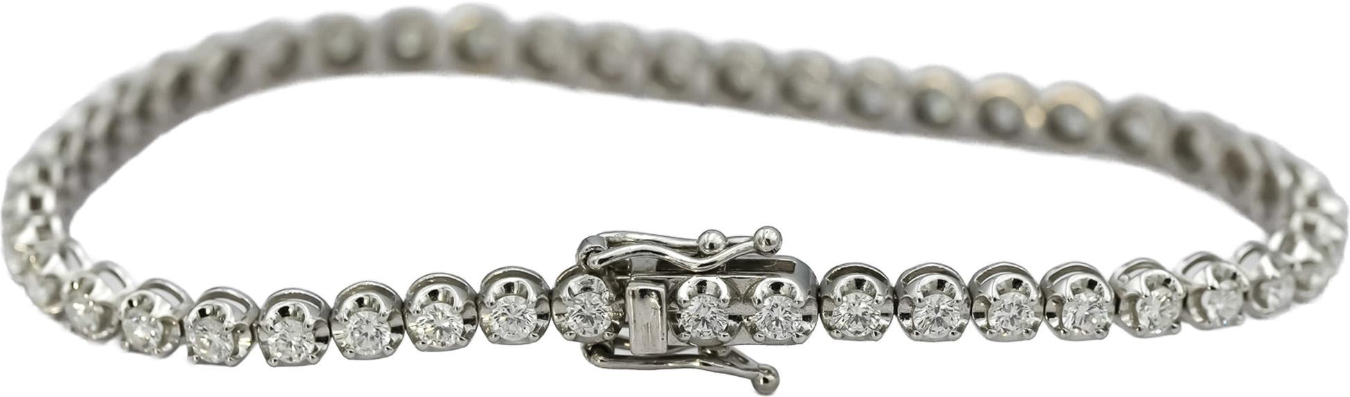 14k White Gold Round Diamond Tennis Bracelet 2.63CT