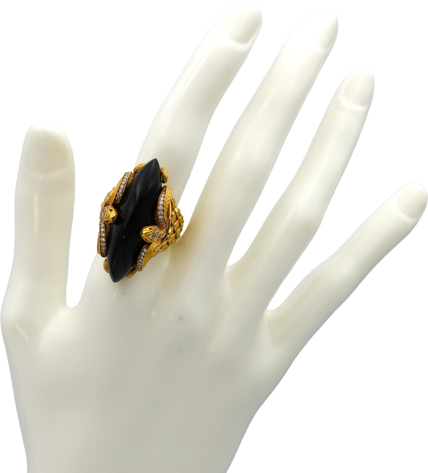 CARRERA Y CARRERA 18k Gold Diamond Sapphire Onyx Abanico Ring 37.20CT $19500