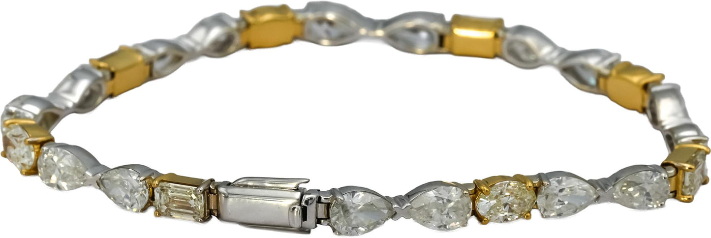 18k White Yellow Gold Emerald Oval Pear Cut Diamond Bracelet 14.0CT