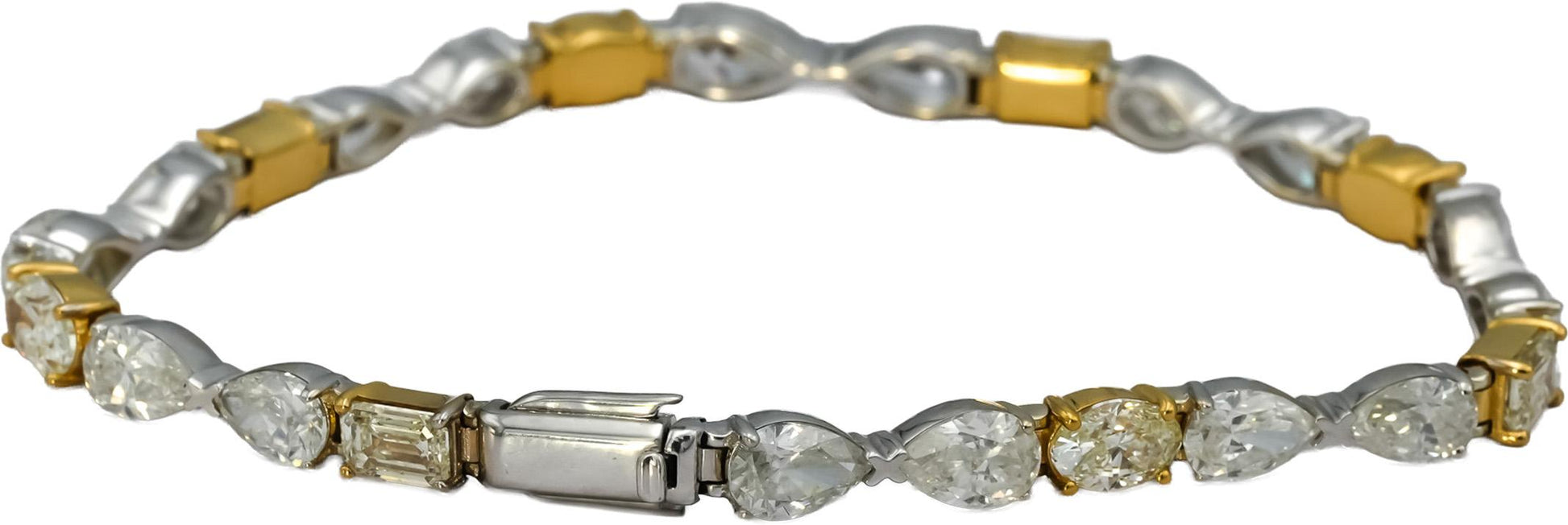 18k White Yellow Gold Emerald Oval Pear Cut Diamond Bracelet 14.0CT