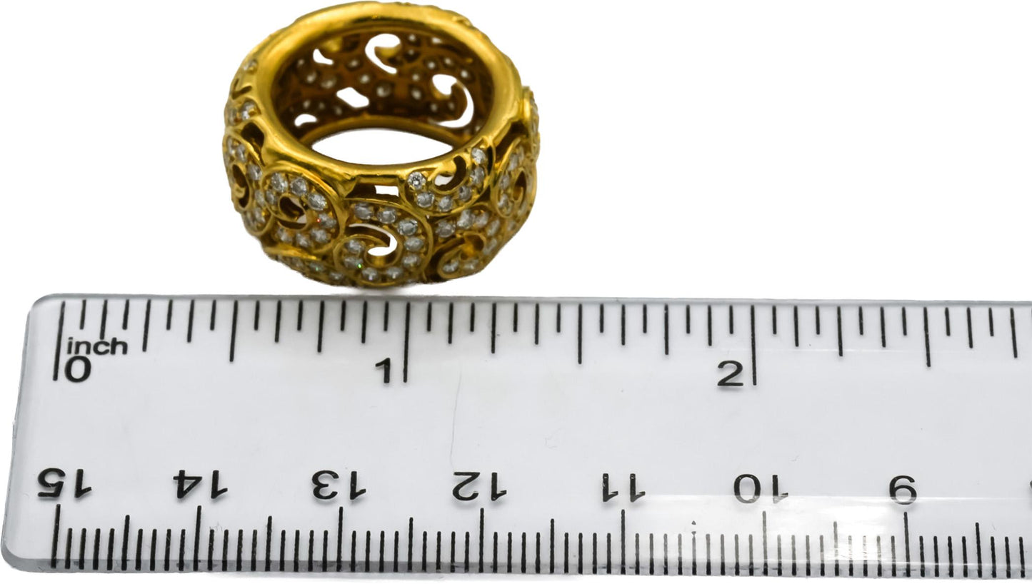 JEAN VITAU 18k Yellow Gold VS Round Diamond Wide Eternity Ring 2.0CT Size 5