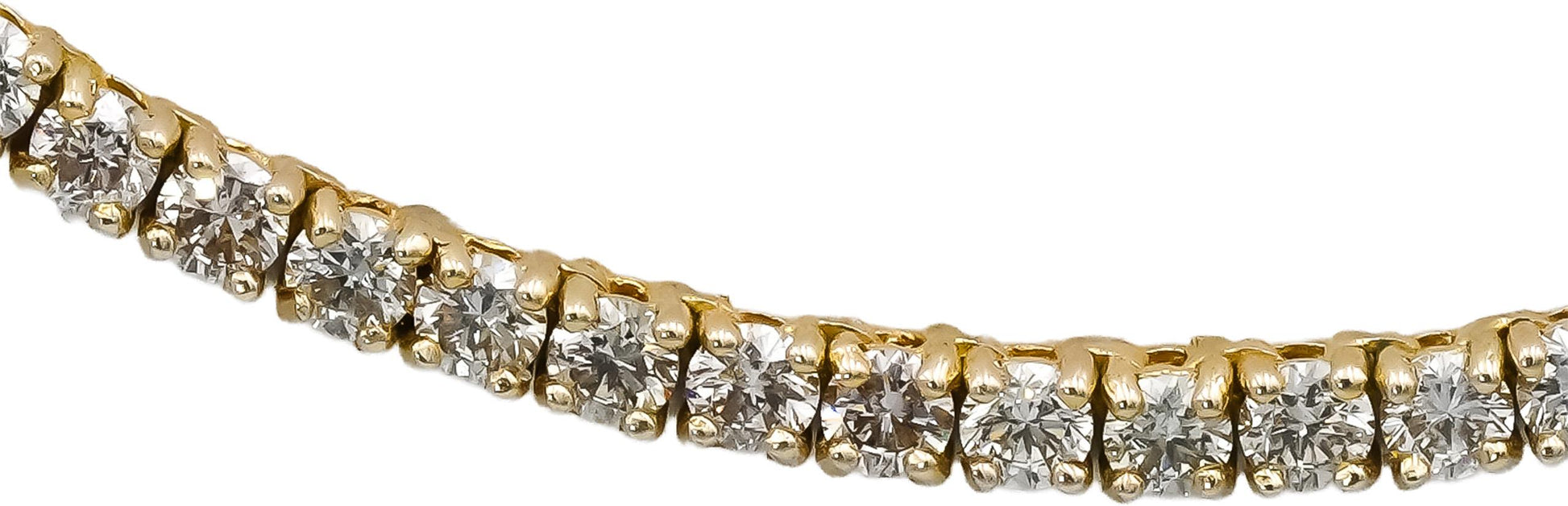 10k Yellow Gold VS Round Diamond Tennis Necklace 11.01CT