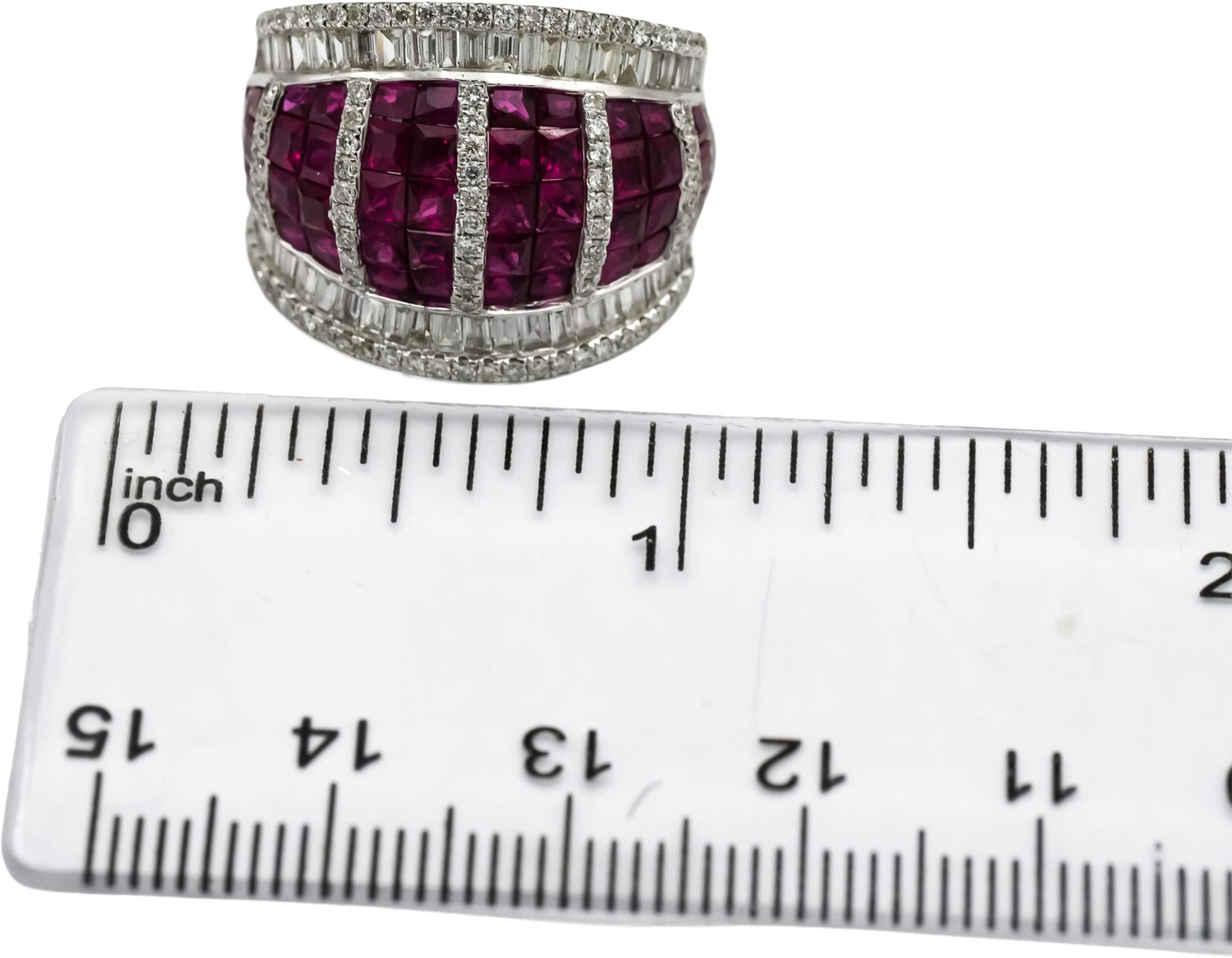 18k White Gold Ruby and Diamond Cluster Curved Earrings 7.90CTW