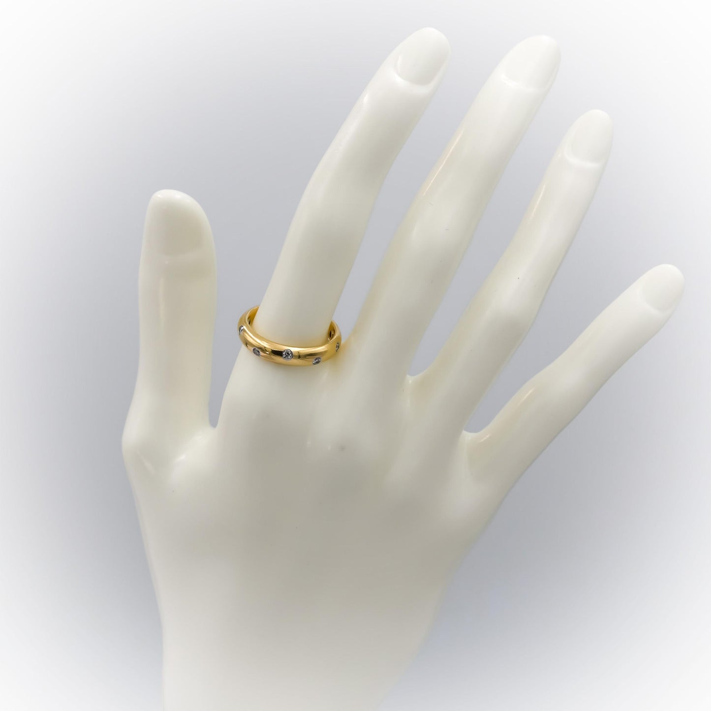 TIFFANY & CO. 18k Gold Platinum VS Diamond Etoile Band Ring 0.30CT Size 7.25