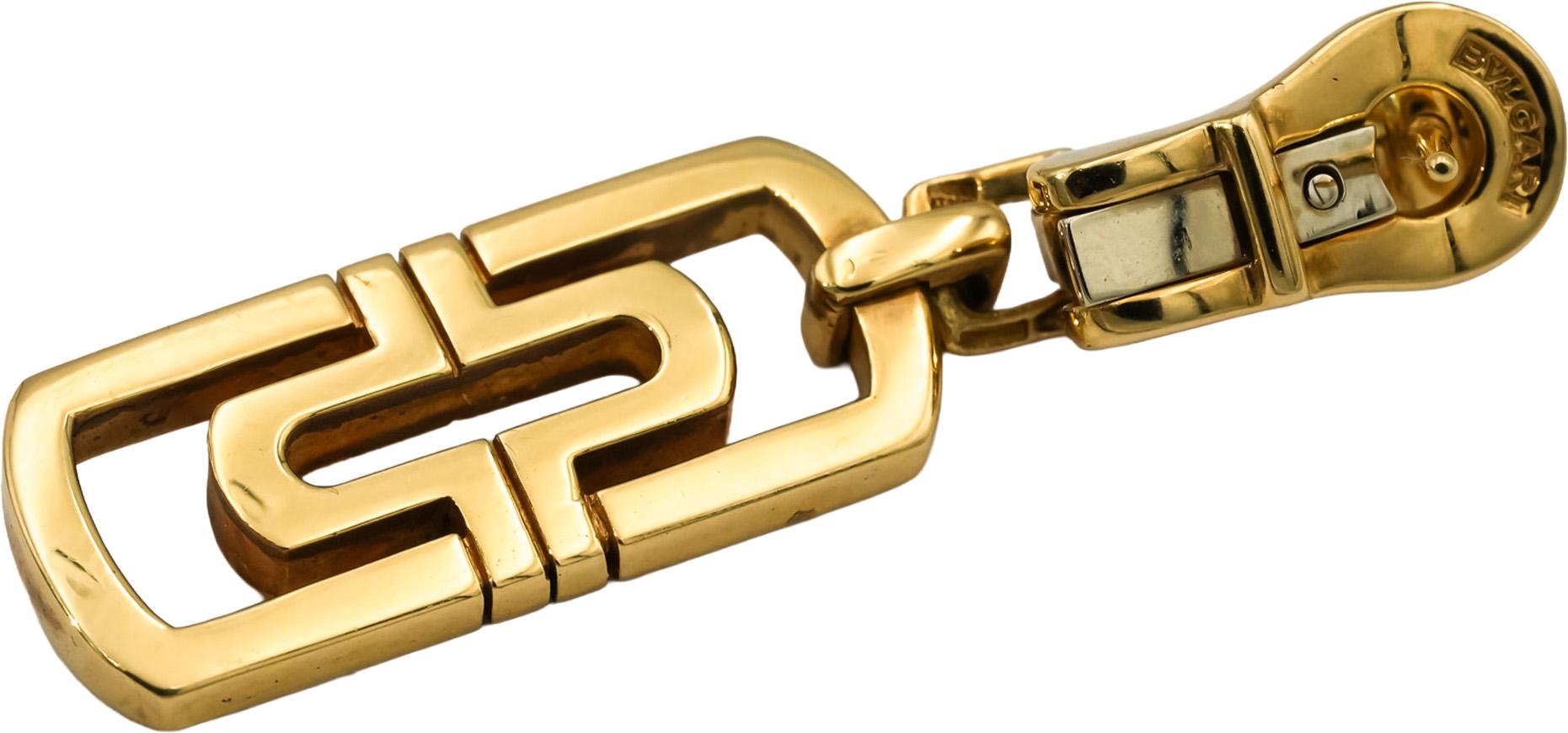 BVLGARI 18k Yellow Gold Parentesi Geometric Design Dangling Earrings