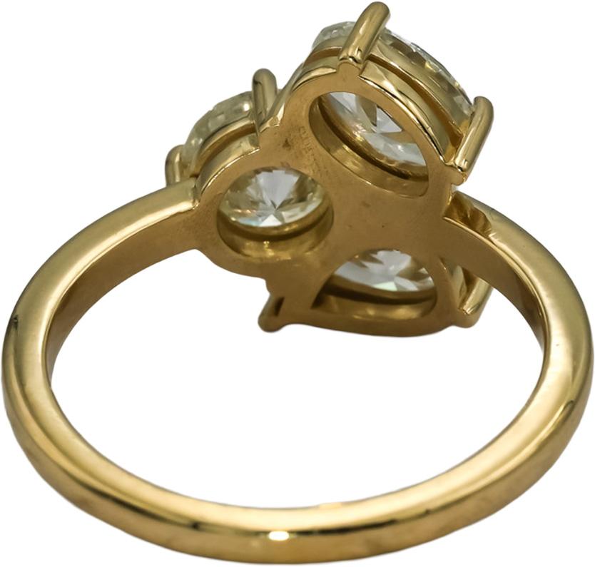 14k Yellow Gold Round Oval Pear Cut Diamond Three Stone Ring 2.38CT Size 6.25