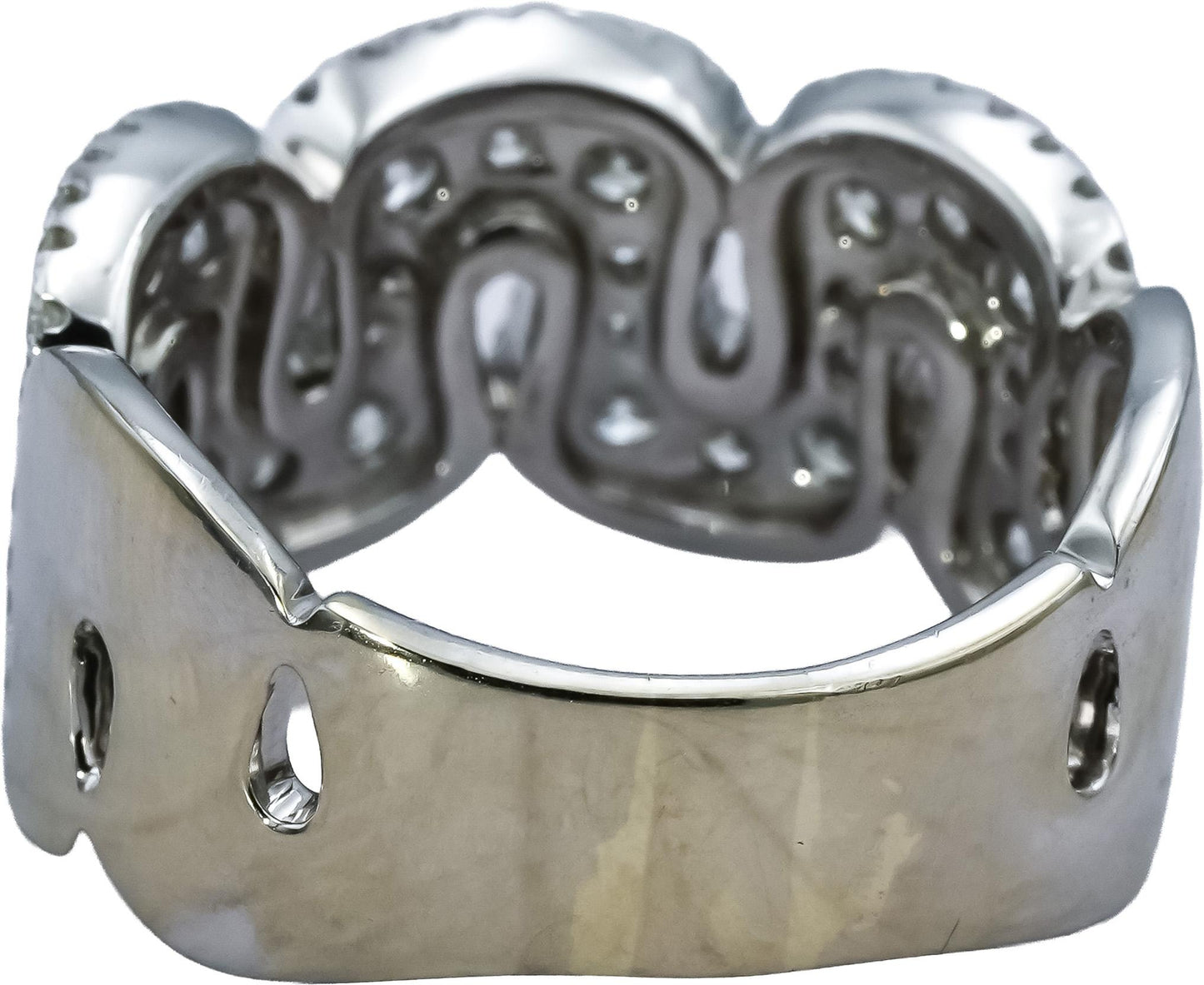 14k White Gold VS Round Diamond Cluster Band Ring 1.26CT Size 7.75