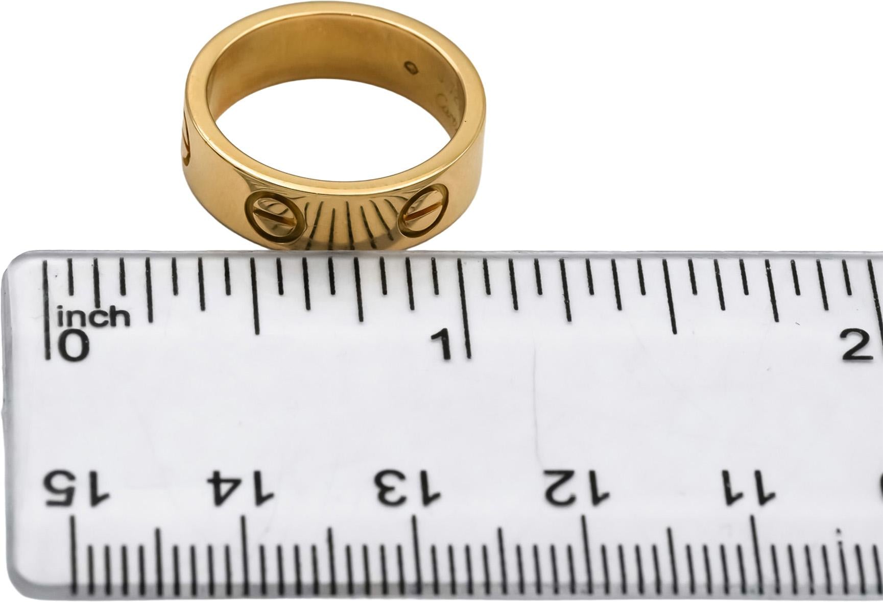 CARTIER 18k Yellow Gold Love Screw Motif Band Ring Size 50 w/ Box & Papers