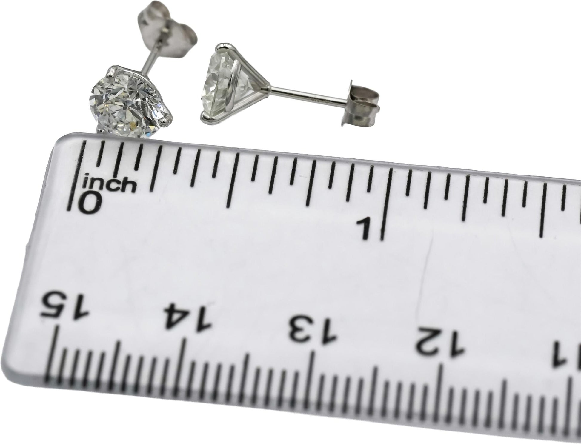 14k White Gold Round Diamond Martini Style Stud Earrings 2.03CT